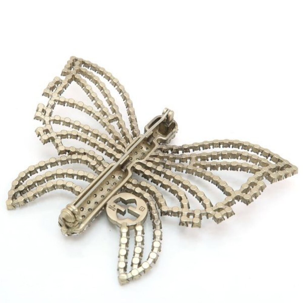 Gucci Brooch Interlocking G Butterfly Rhinestone Metal - Picture 4 of 10